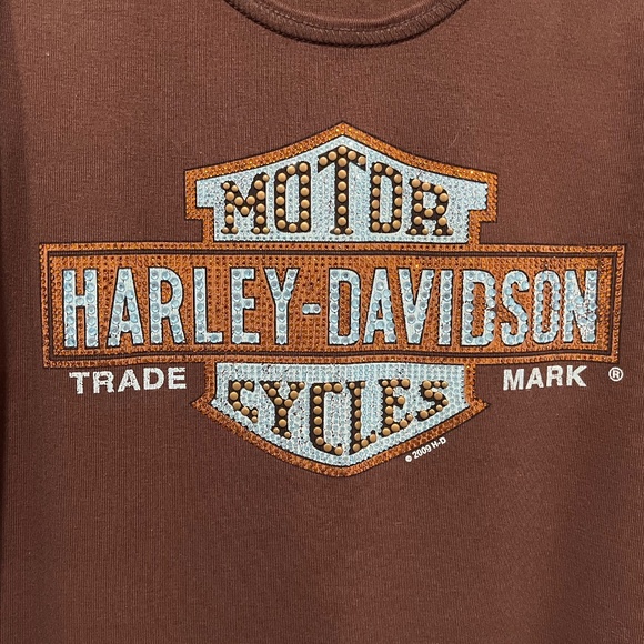 Harley Davidson Tank Top, Rhinestone, Las Vegas, Brown & Teal, Size XXL NWOT - Picture 3 of 6